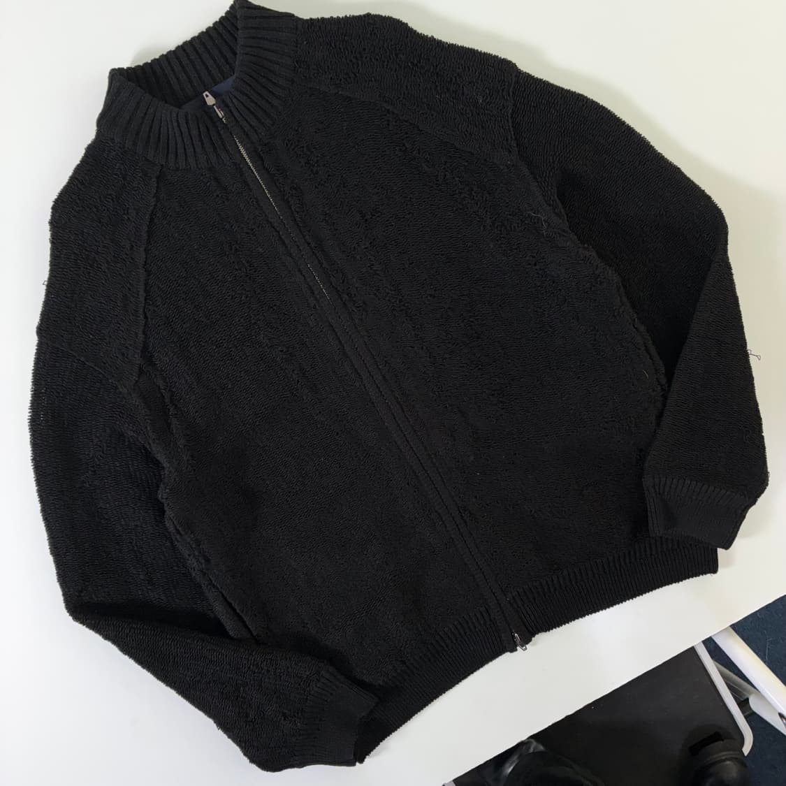 Juun.j  준지 블랙 인레이 풀집업 니트 가디건   상품이미지2