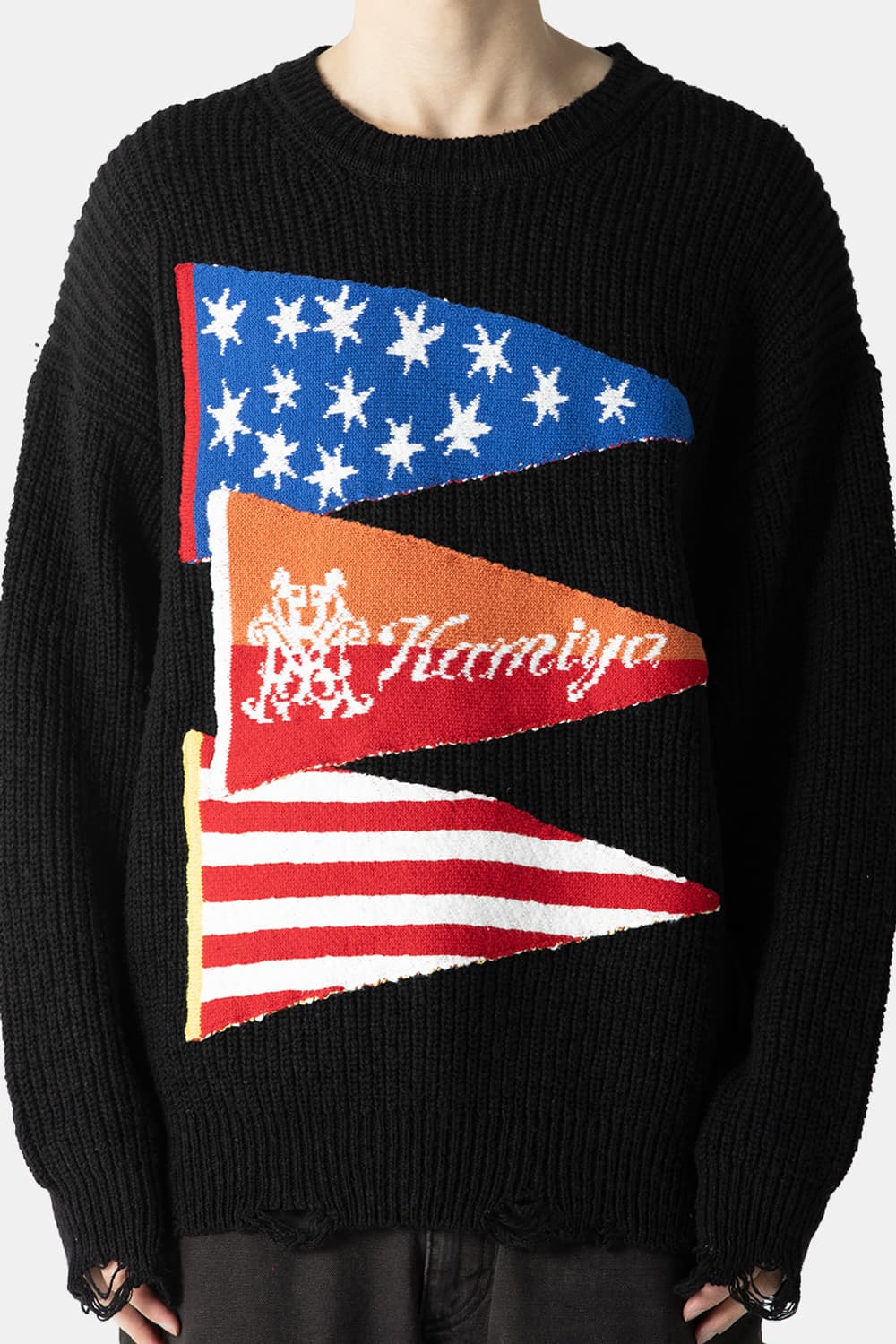 KAMIYA FLAG KNIT BLACK L 상품이미지3