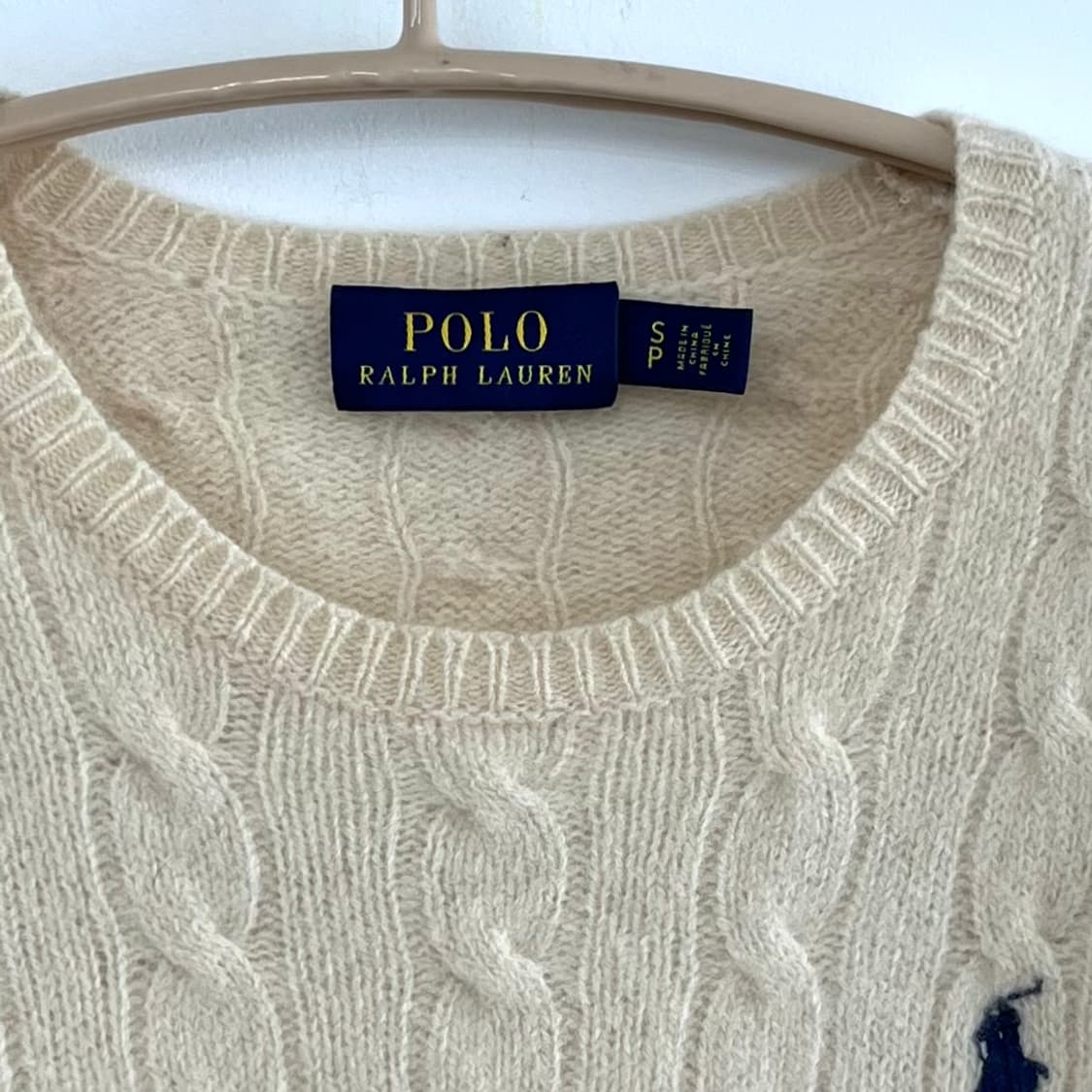 폴로 랄프로렌 울 캐시미어 아이보리 케이블 니트 상품이미지5