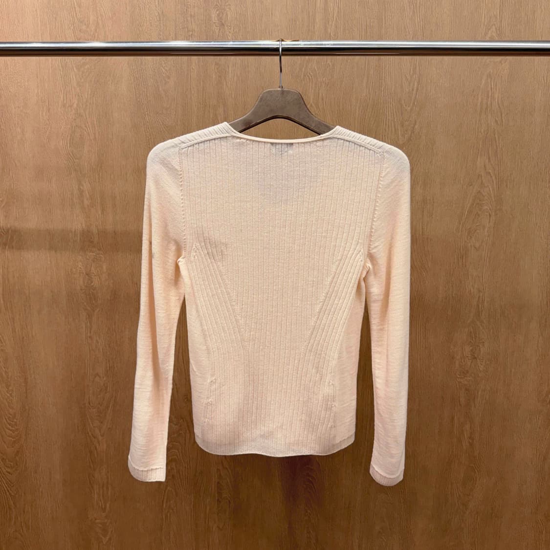 소니아 리키엘 브이넥 니트 라인 절개 디테일 슬림핍 아이보리 상품이미지3