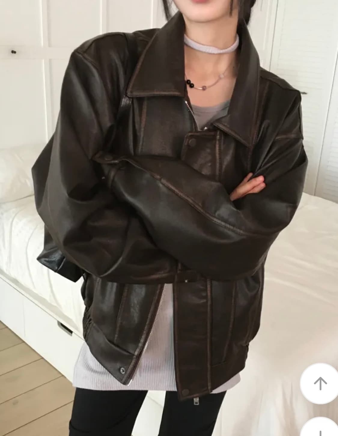 새거)빈티지 워싱 절개 레더자켓 미스치프 보헤미안서울쓰리타임즈 코이세이오 상품이미지1