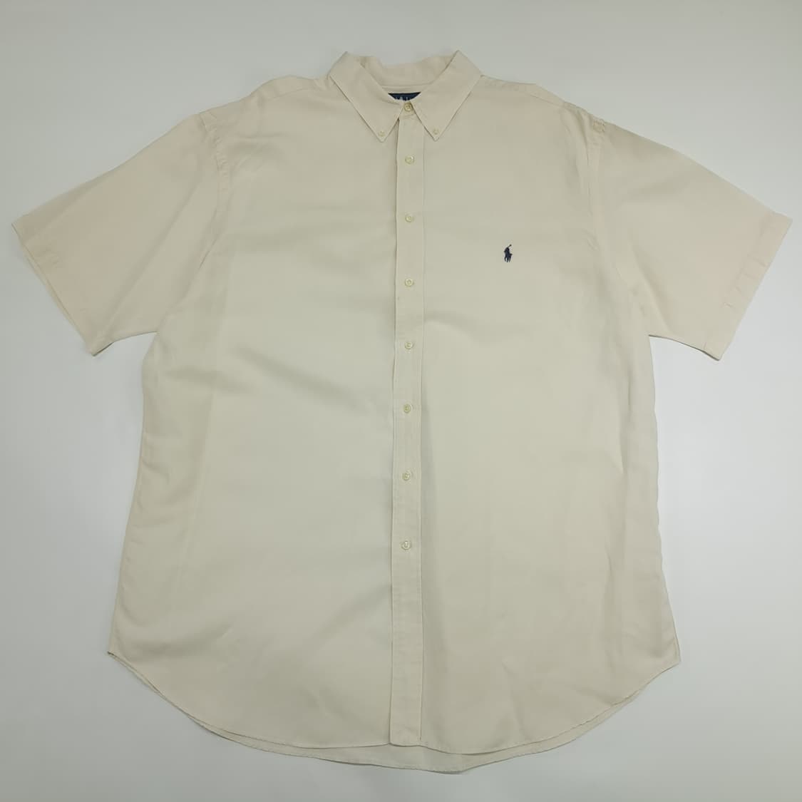Co817 2XL Tall 폴로 랄프로렌 아이보리 실크린넨 반팔 셔츠 상품이미지1