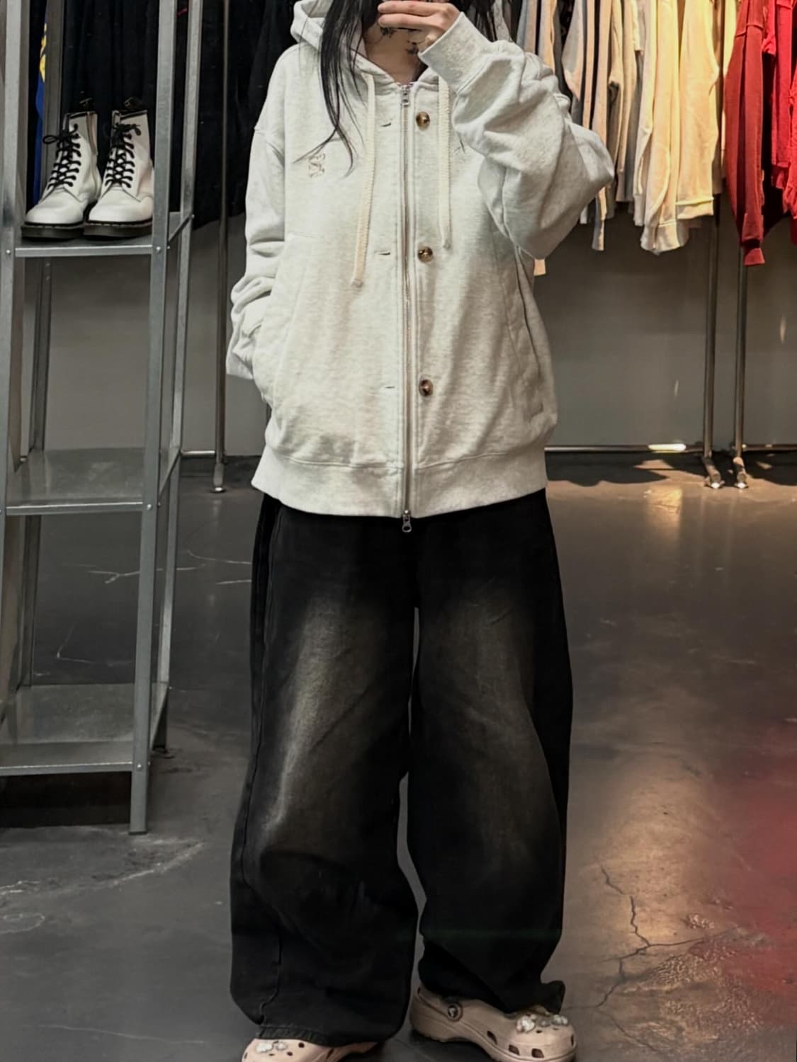 세터 테오 코튼 올데이 멜란지 그레이 후드집업 A3731 상품이미지1