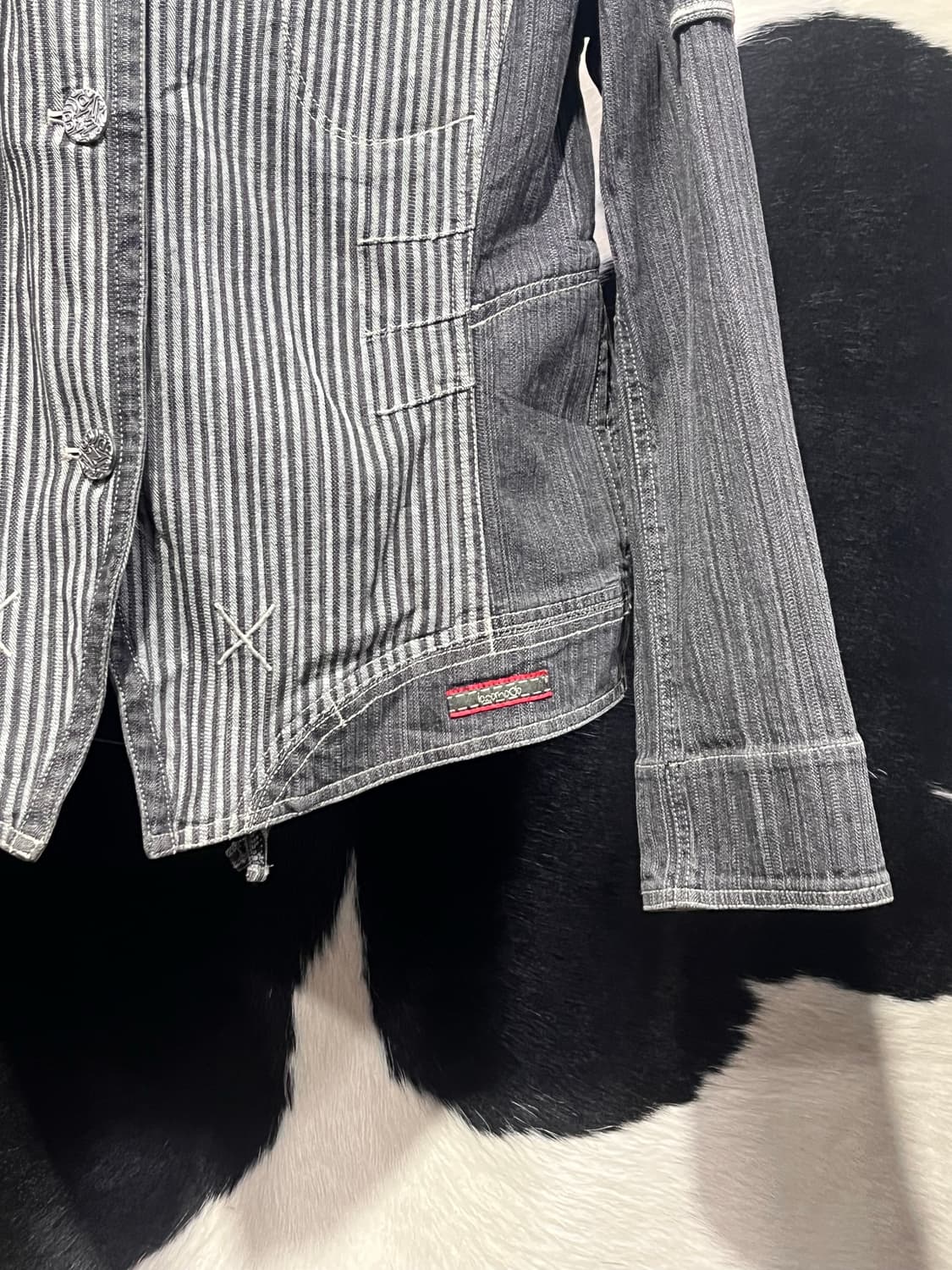 일본 빈티지 슬림핏 스트라이프 자켓 상품이미지4