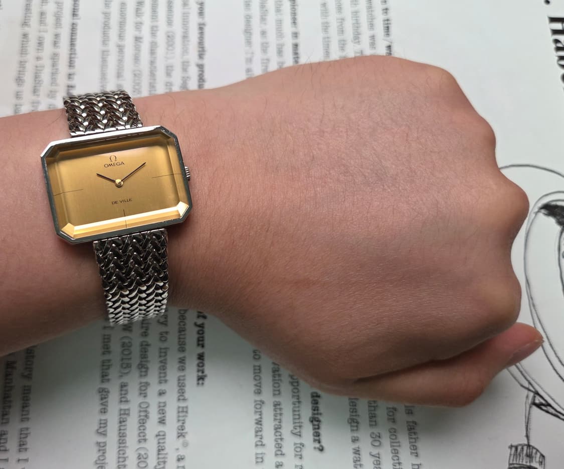 레어] 빈티지 오메가 드빌 사각탱크 샴골판 각유리 남성용 브레이슬릿 ve 상품이미지10