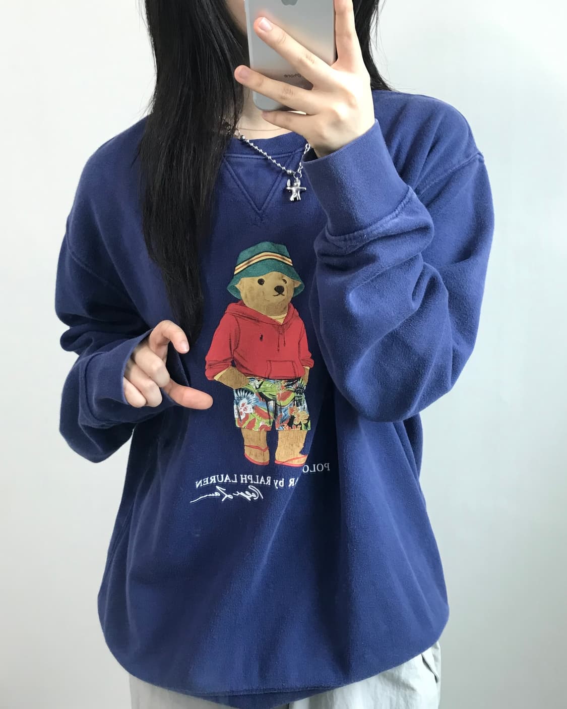 Polo by RalphLauren 폴로 QR라벨 블루 베어 맨투맨 상품이미지2
