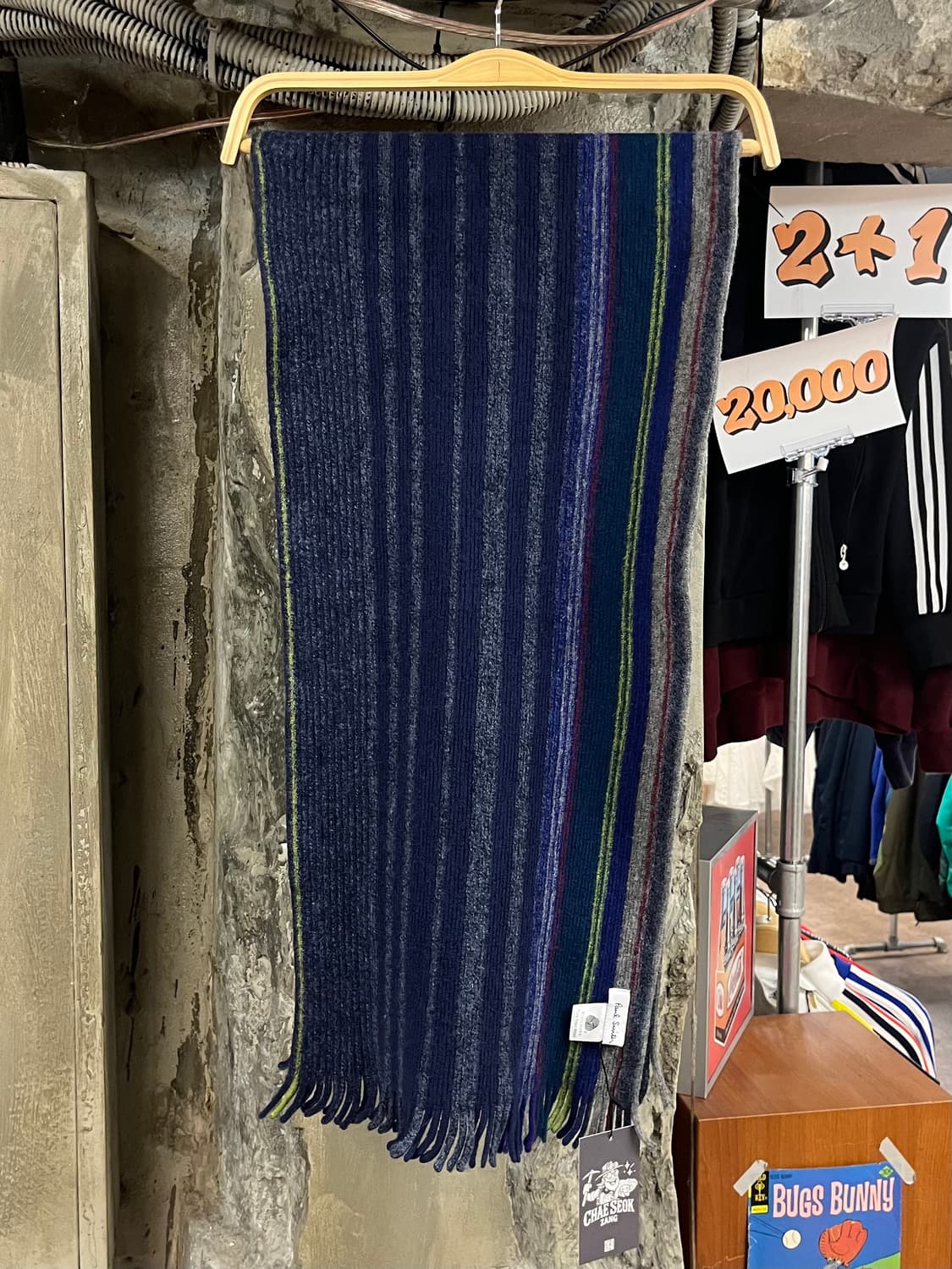 폴 스미스 멀티 스트라이프 울 머플러 네이비 #csz3684  상품이미지5