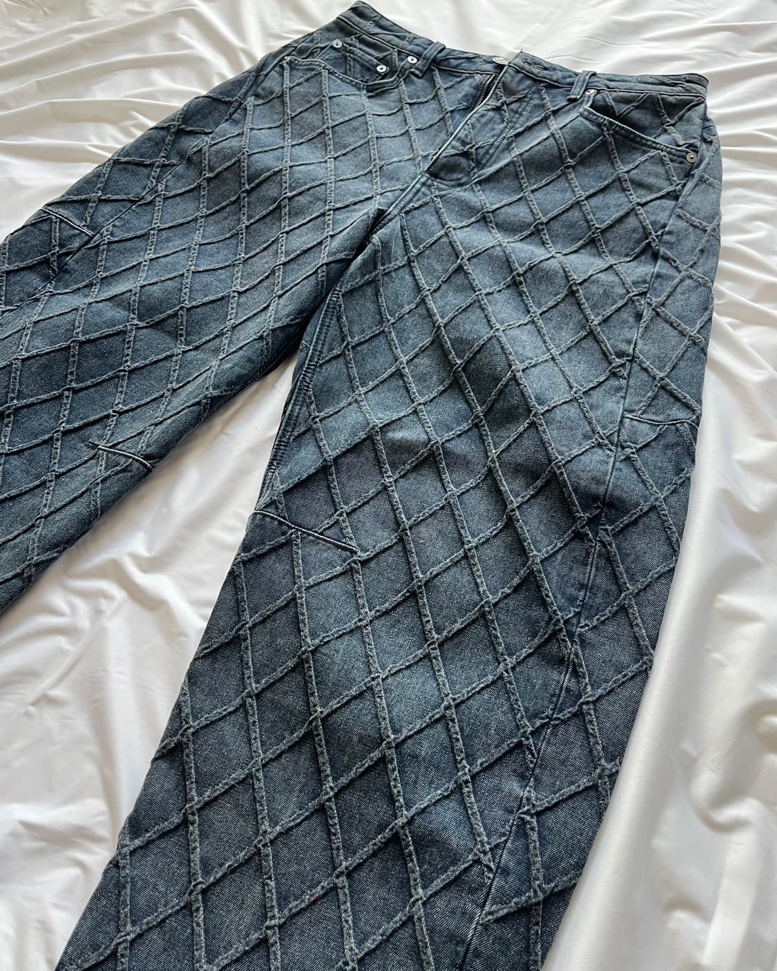 Rag&bone dark blue quilted wide leg jean 상품이미지2
