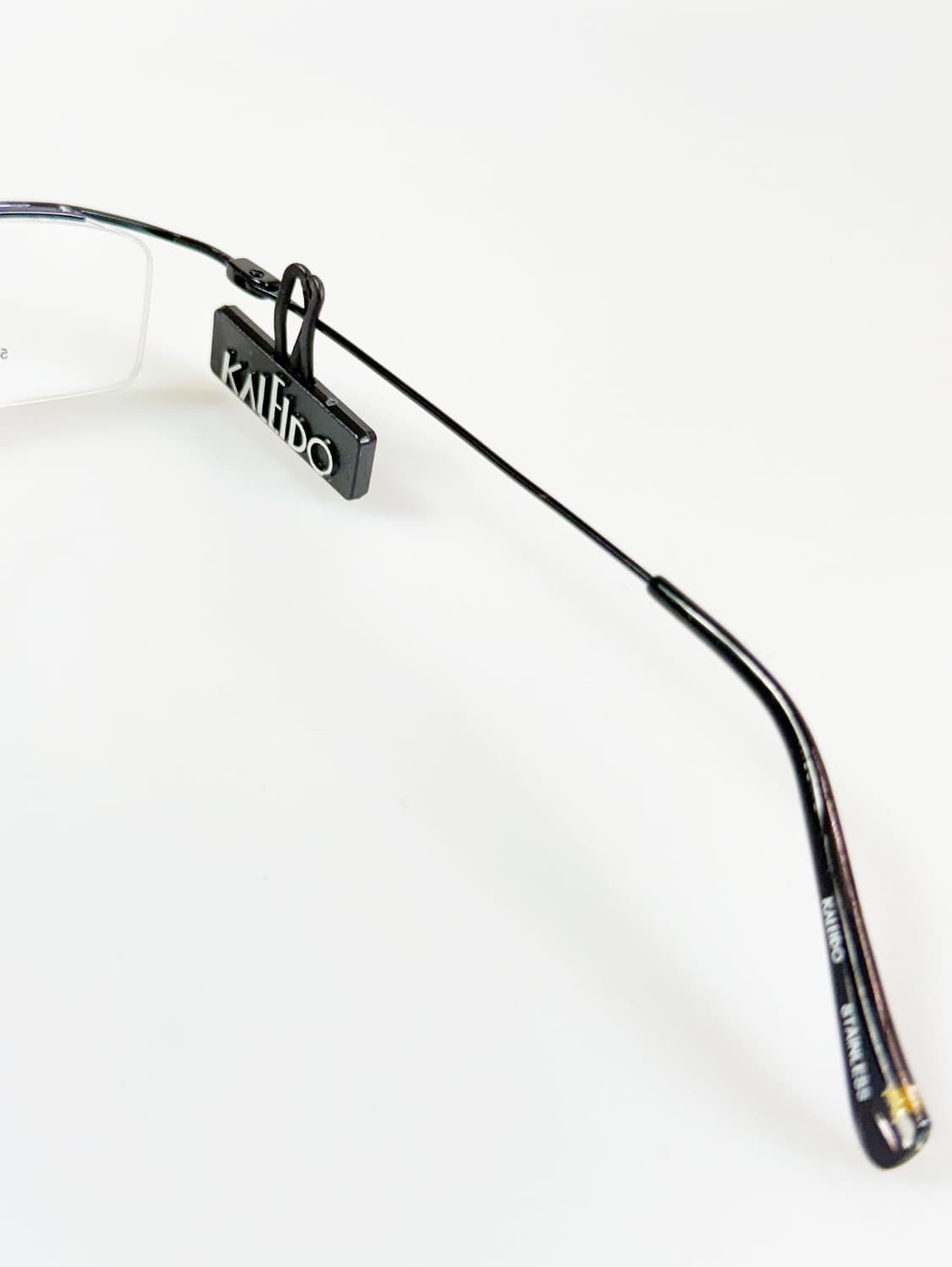 90s KALEIDO 블랙 반무테 스퀘어 메탈 빈티지 안경 상품이미지5