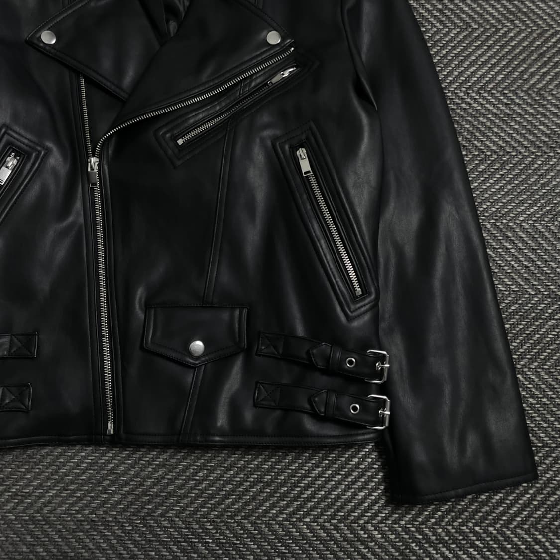 지이크 비건 레더 라이더 가죽 자켓 블랙y 3978 상품이미지3