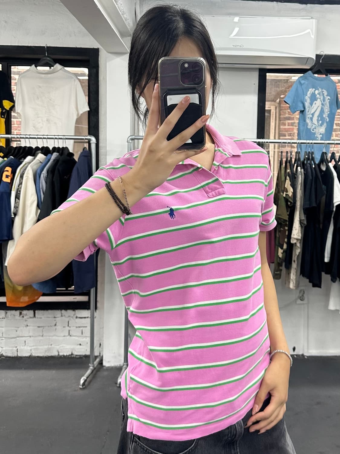 폴로 랄프로렌 핑크 스트라이프 카라티 상품이미지2