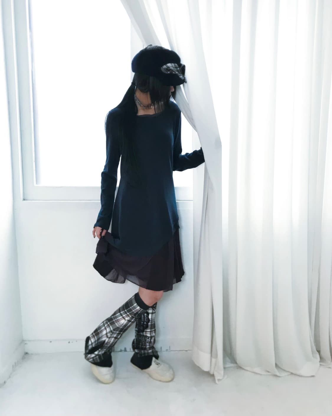 Verawang flowing layered navy sleeve  상품이미지5