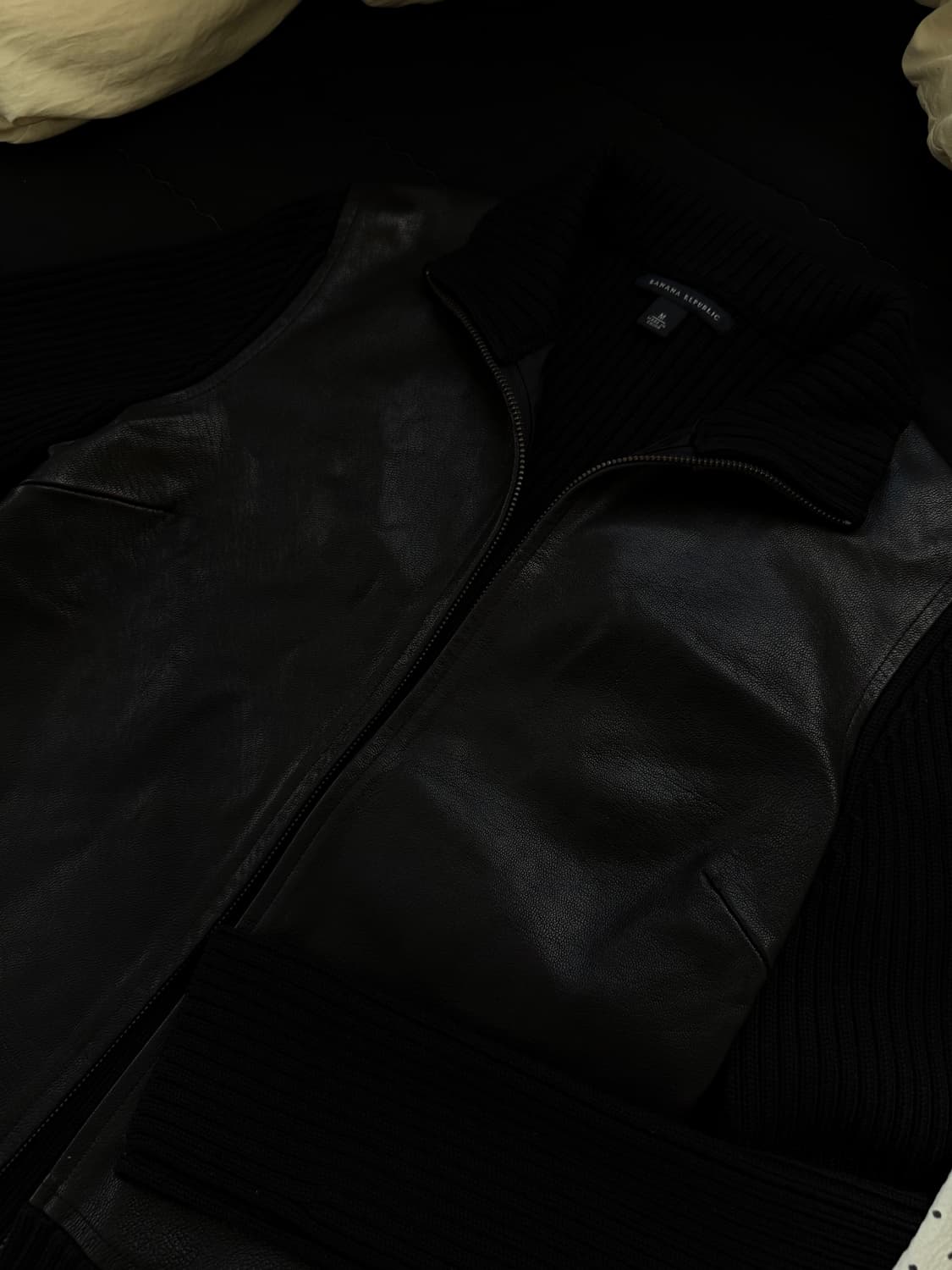 여성 빈티지 가죽 니트 자켓 상품이미지3