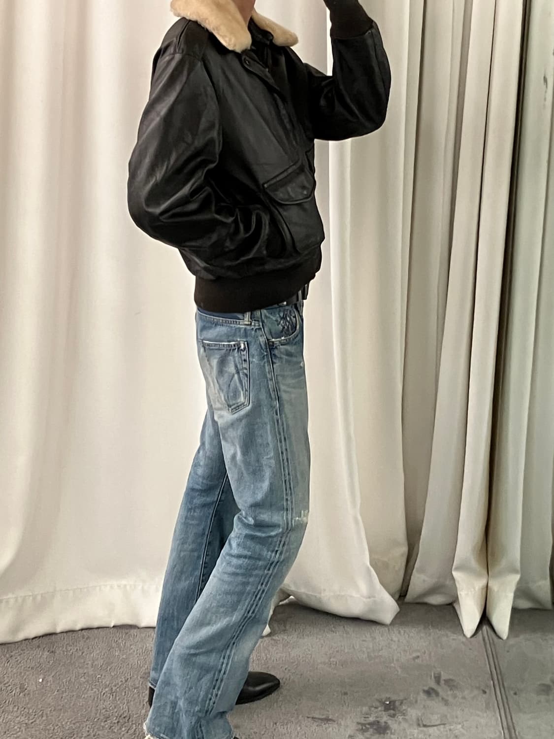 Schott 쇼트 G-1 플라이트 무스탕 레더 자켓 38 상품이미지8