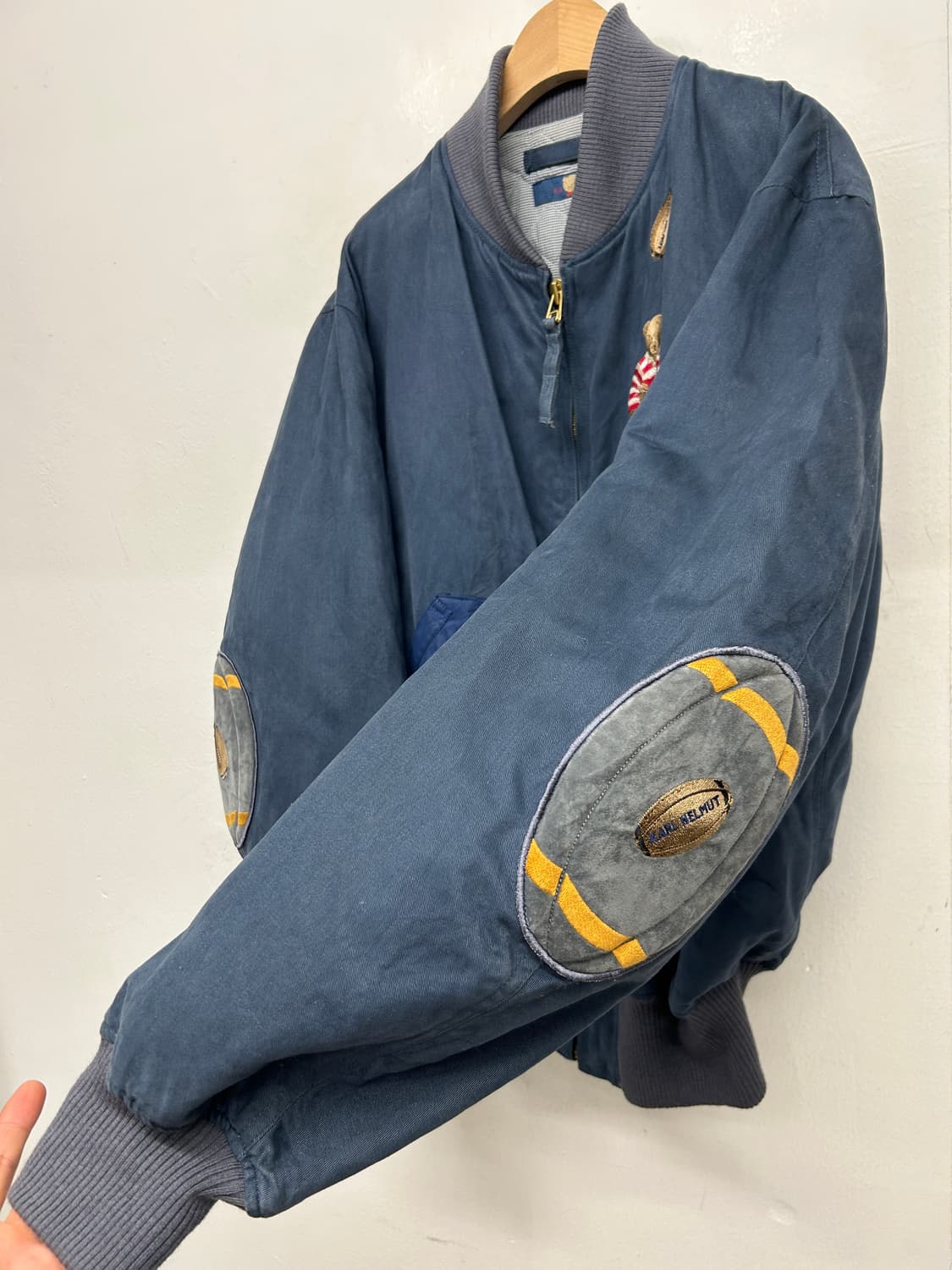 90s JPN 칼헬무트 럭비베어 블루종 자켓 상품이미지3