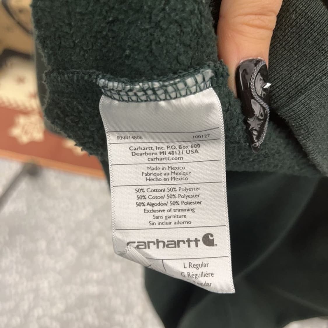 칼하트 오리지널 핏 캐주얼 딥그린 약기모 후드티 L C08579 상품이미지6