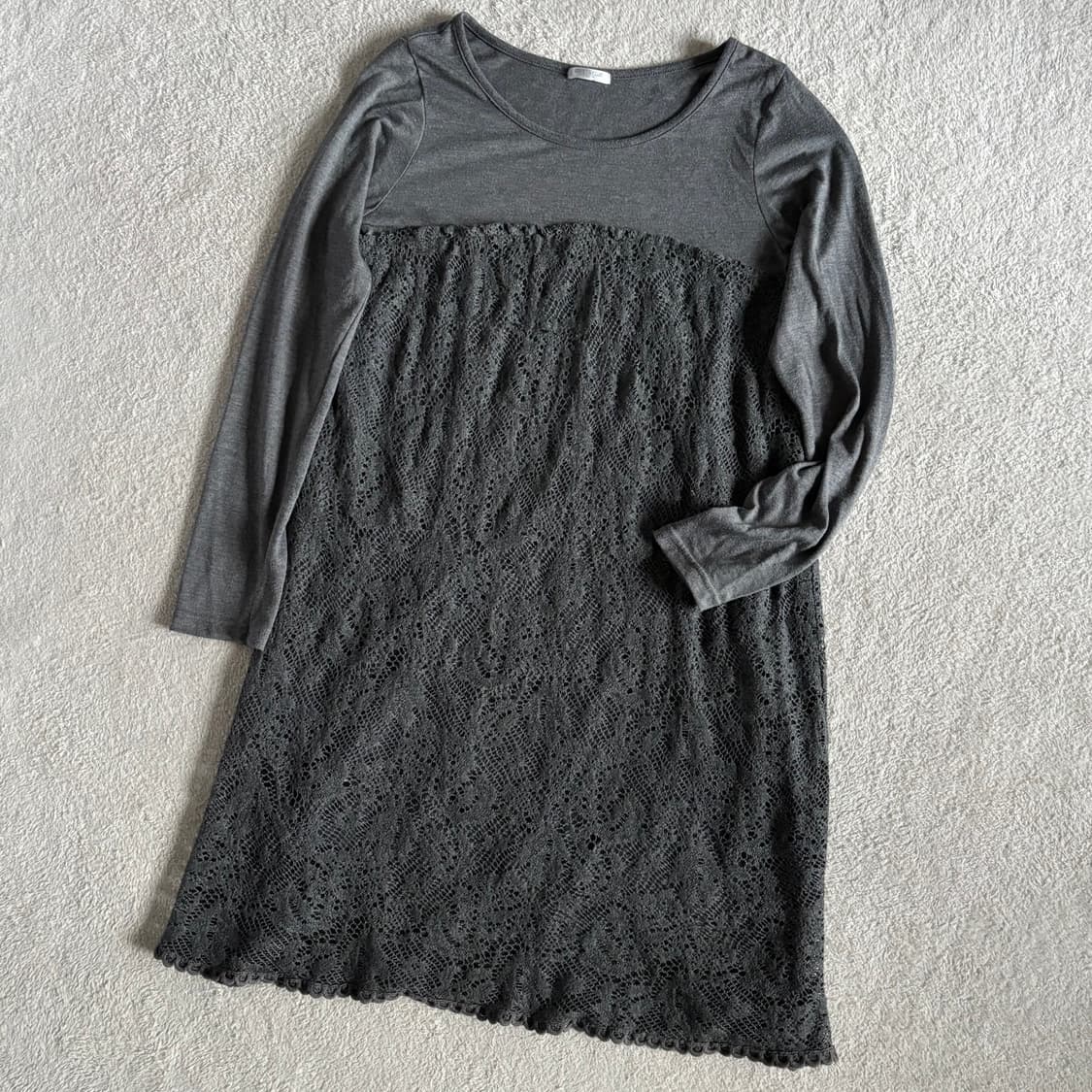 일본빈티지 시네마클럽 그레이 레이스 원피스 탑 상품이미지1