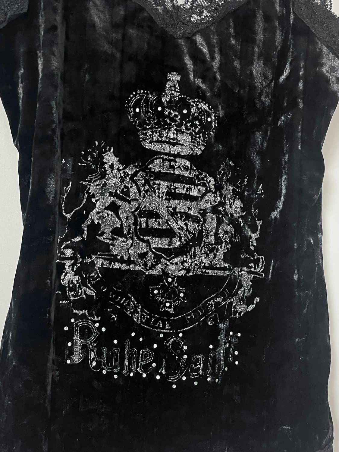 고딕 고스로리 갸루 벨벳 나시 슬립 왕관 블랙 y2k 펑크 공겜여주 상품이미지2