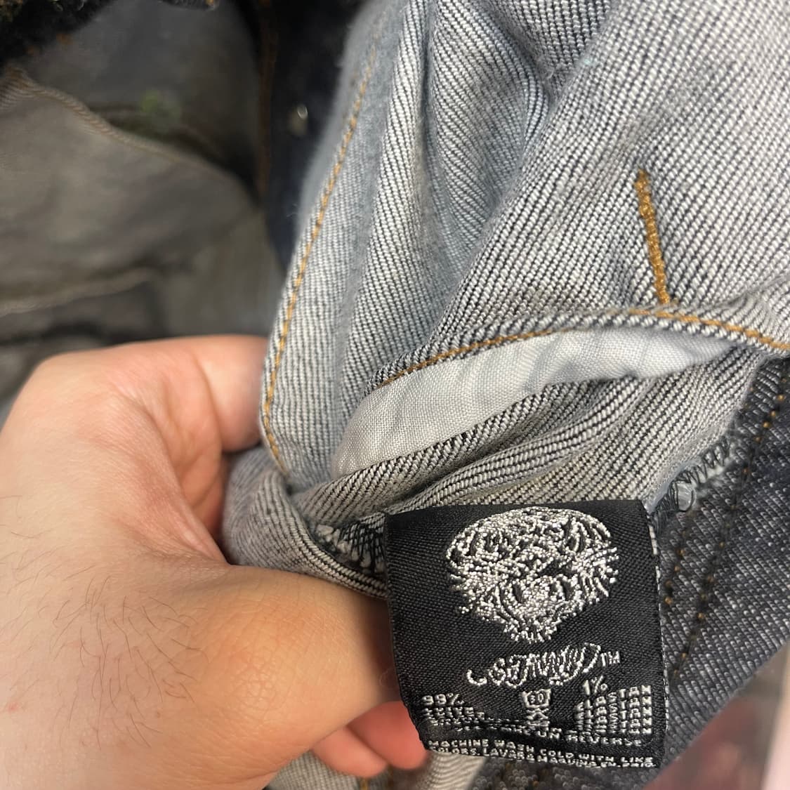 일본 빈티지 GdHondy 자수 백로고 워싱데님자켓 M 상품이미지5