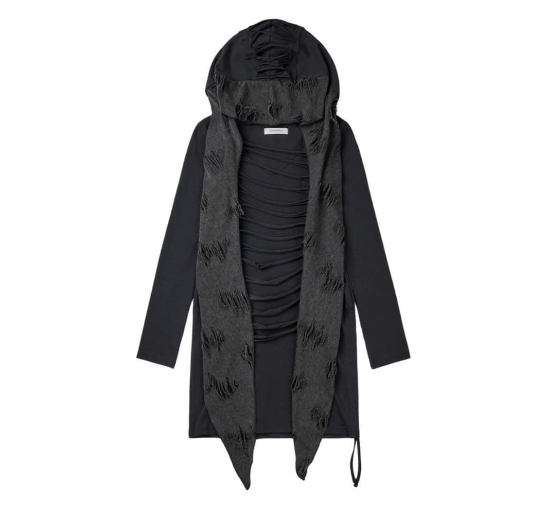 Distressed Hood Scarf Dress (Charcoal) 상품이미지1