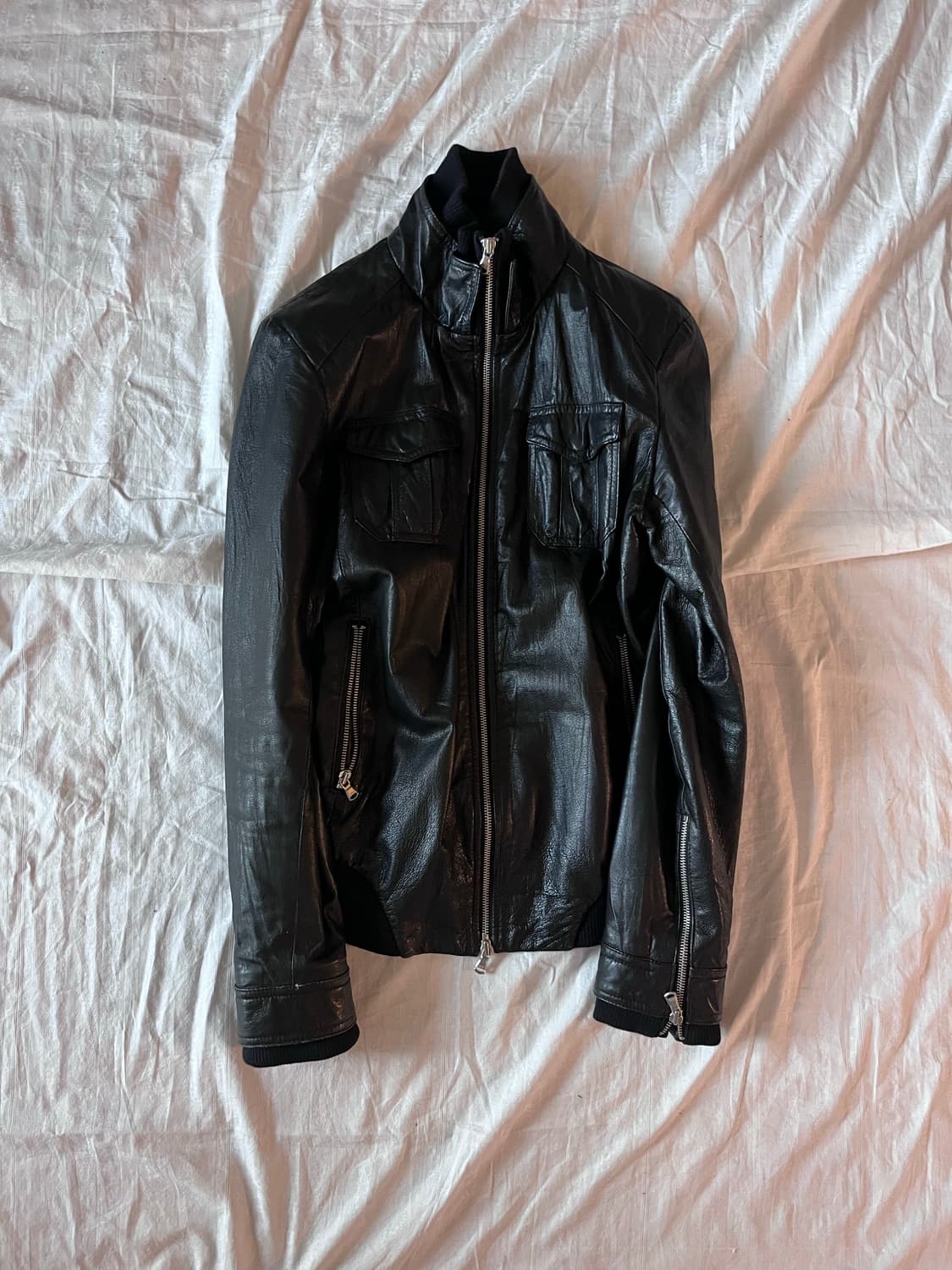 Jack Rose High Neck Leather Jacket 상품이미지1