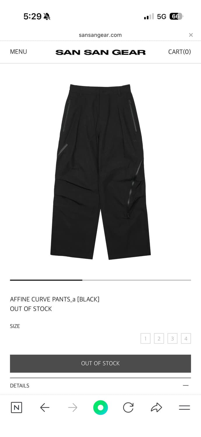 (구매) 산산기어 어파인 커브팬츠 2,3 사이즈 상품이미지1