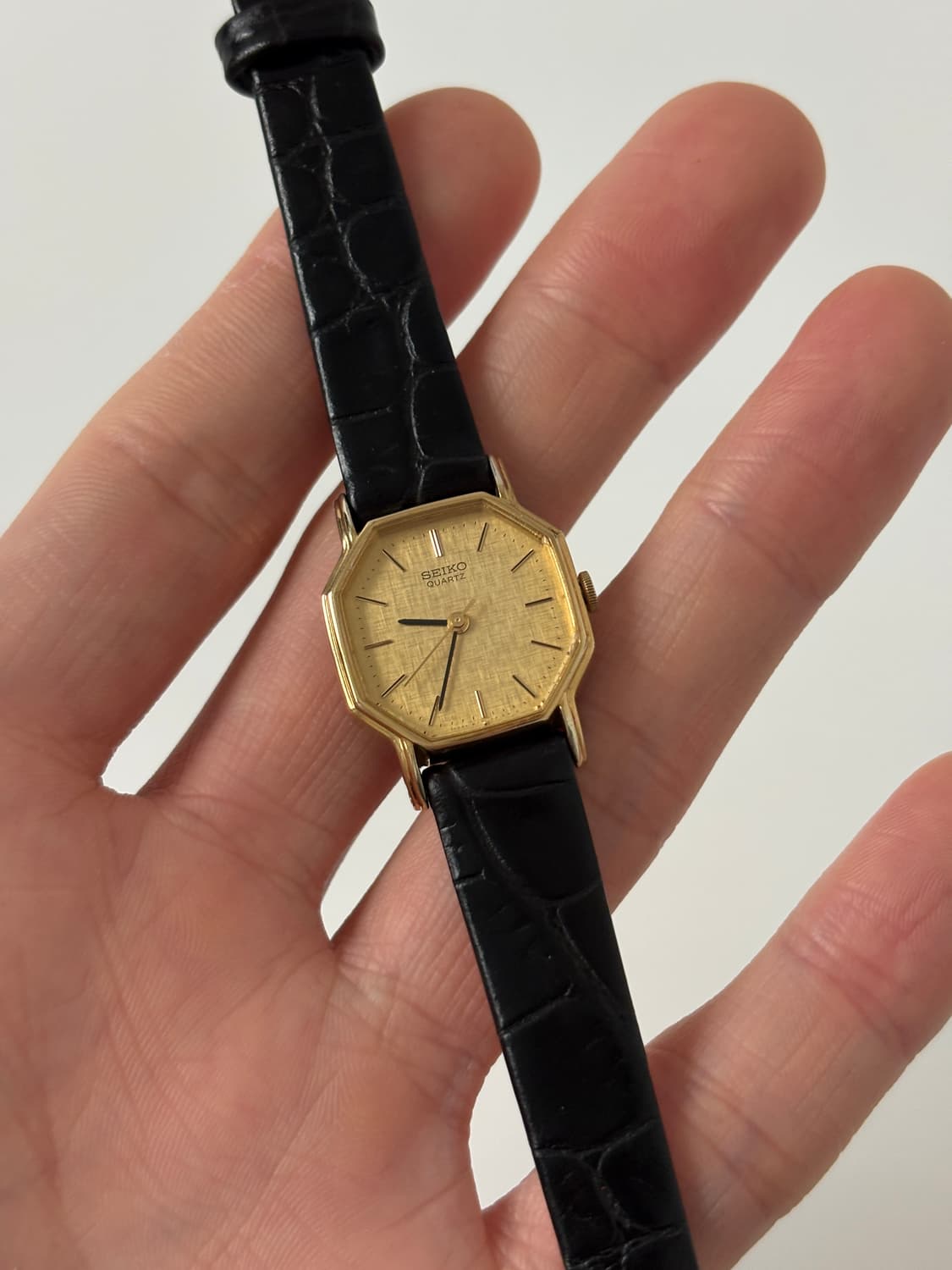 세이코 1980년도 빈티지 시계 보카시 다이얼 골드 옥타곤 쿼츠 여성 상품이미지1