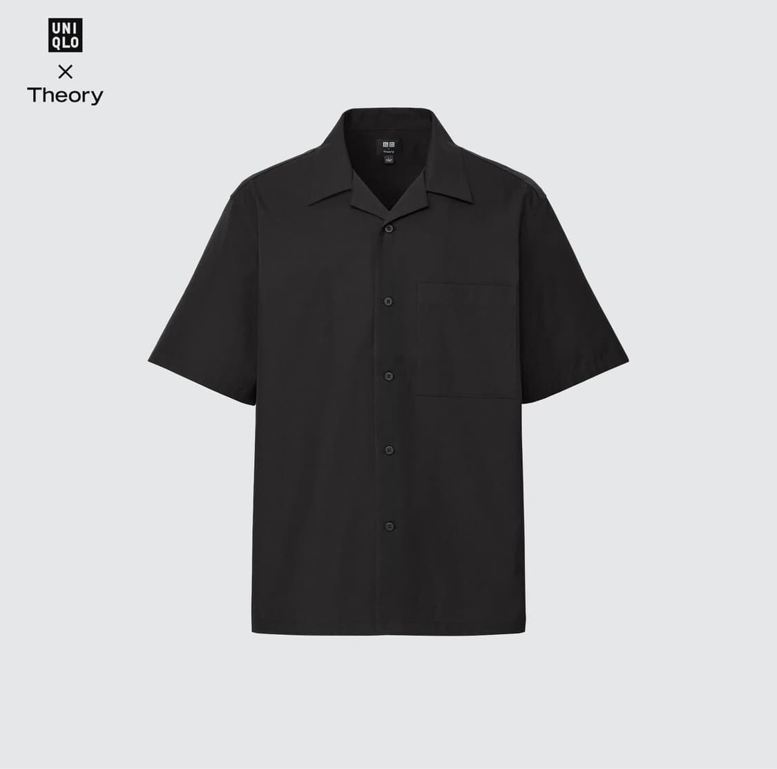 유니클로 x Theory 오픈 카라 반팔셔츠 블랙/M 상품이미지1