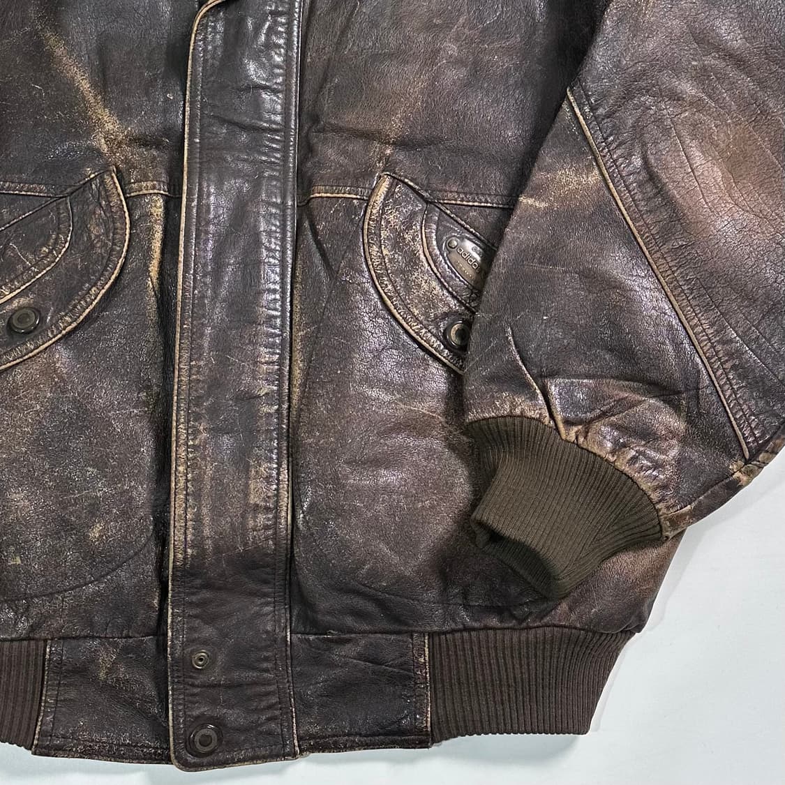 80s 아디다스 가죽 봄버 자켓 상품이미지3