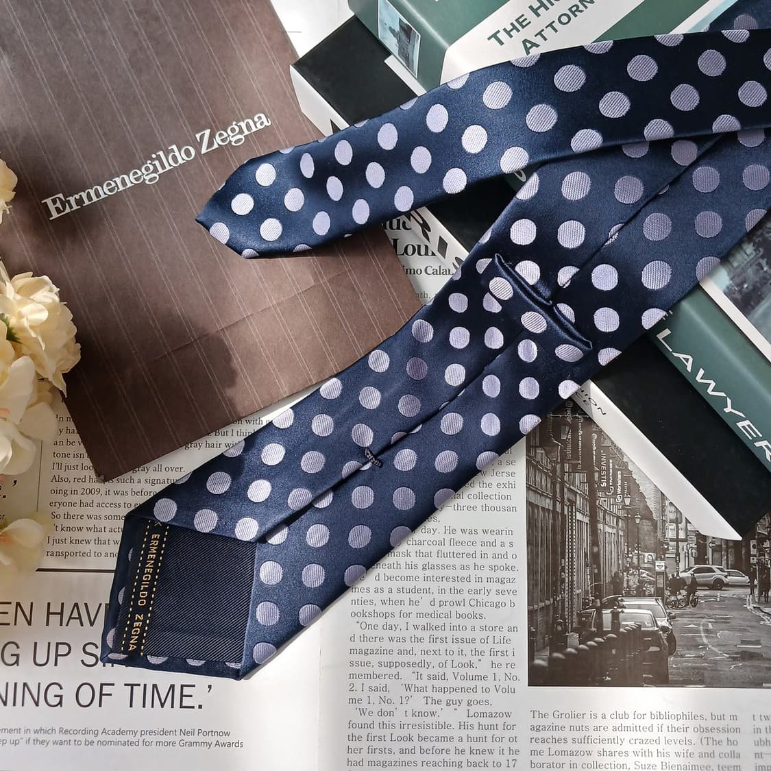 에르메네질도 제냐 도트 패턴 넥타이 8.5cm A+~A등급 E882
 상품이미지3