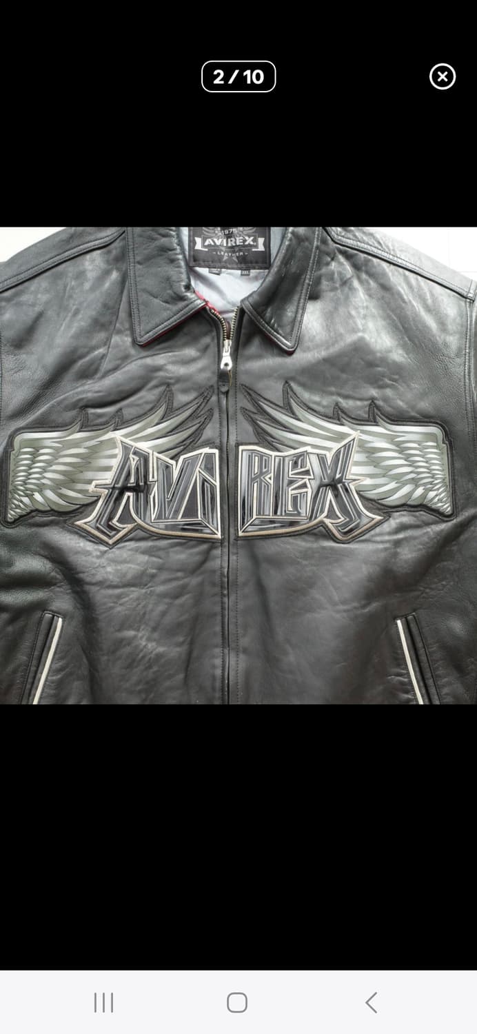 00S 아비렉스 Avirex USA 스컬 윙 로고 레더 바시티 자켓 상품이미지2