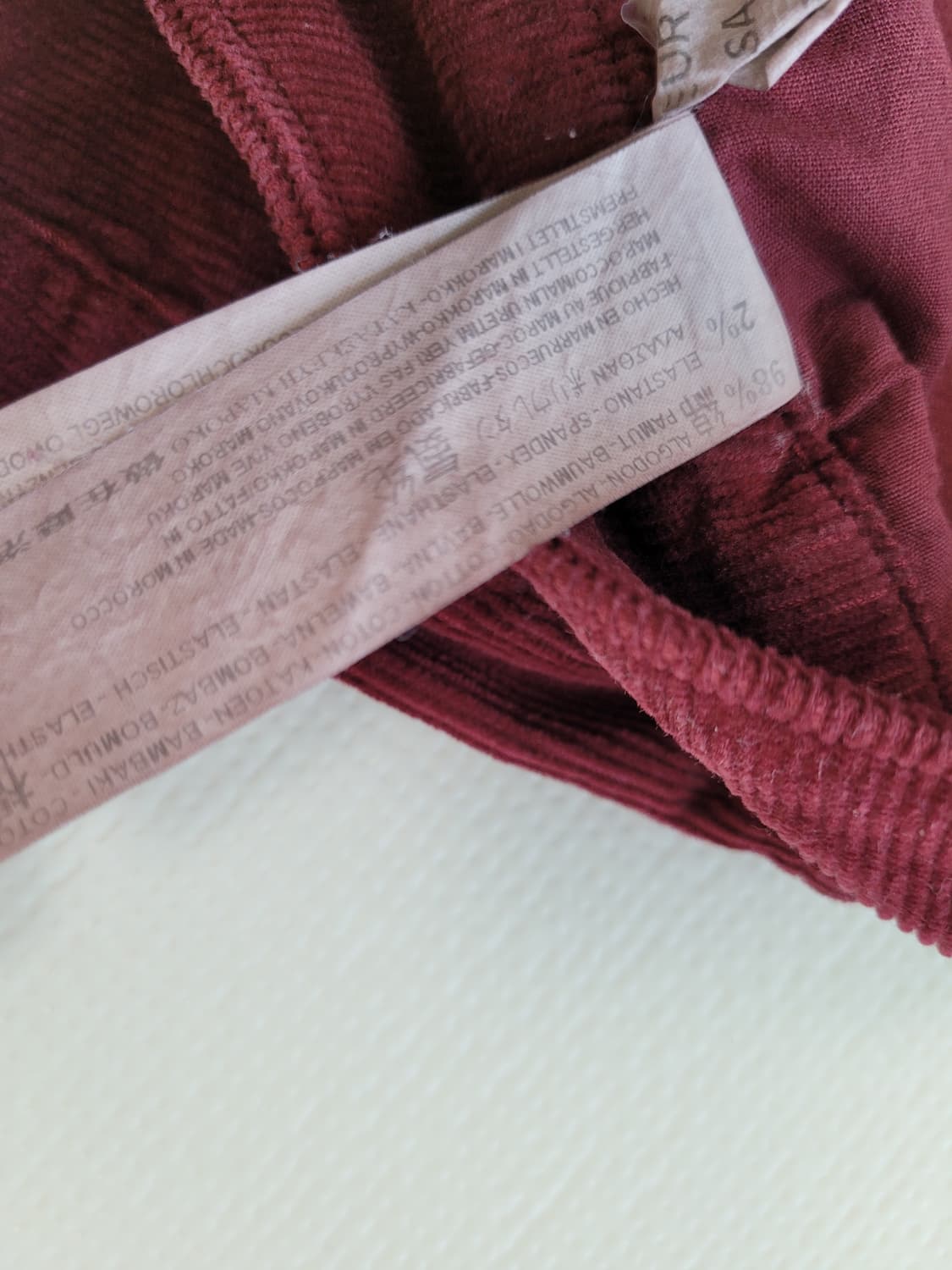 자라 ZARA 남자 코듀로이 바지 33 버건디 상품이미지7