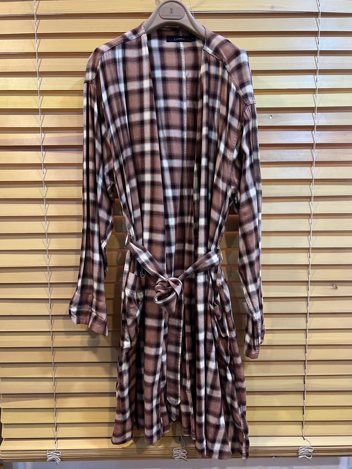 RAGEBLUE 일본수입 브라운체크 로브가디건 레이어드가운 상품이미지2