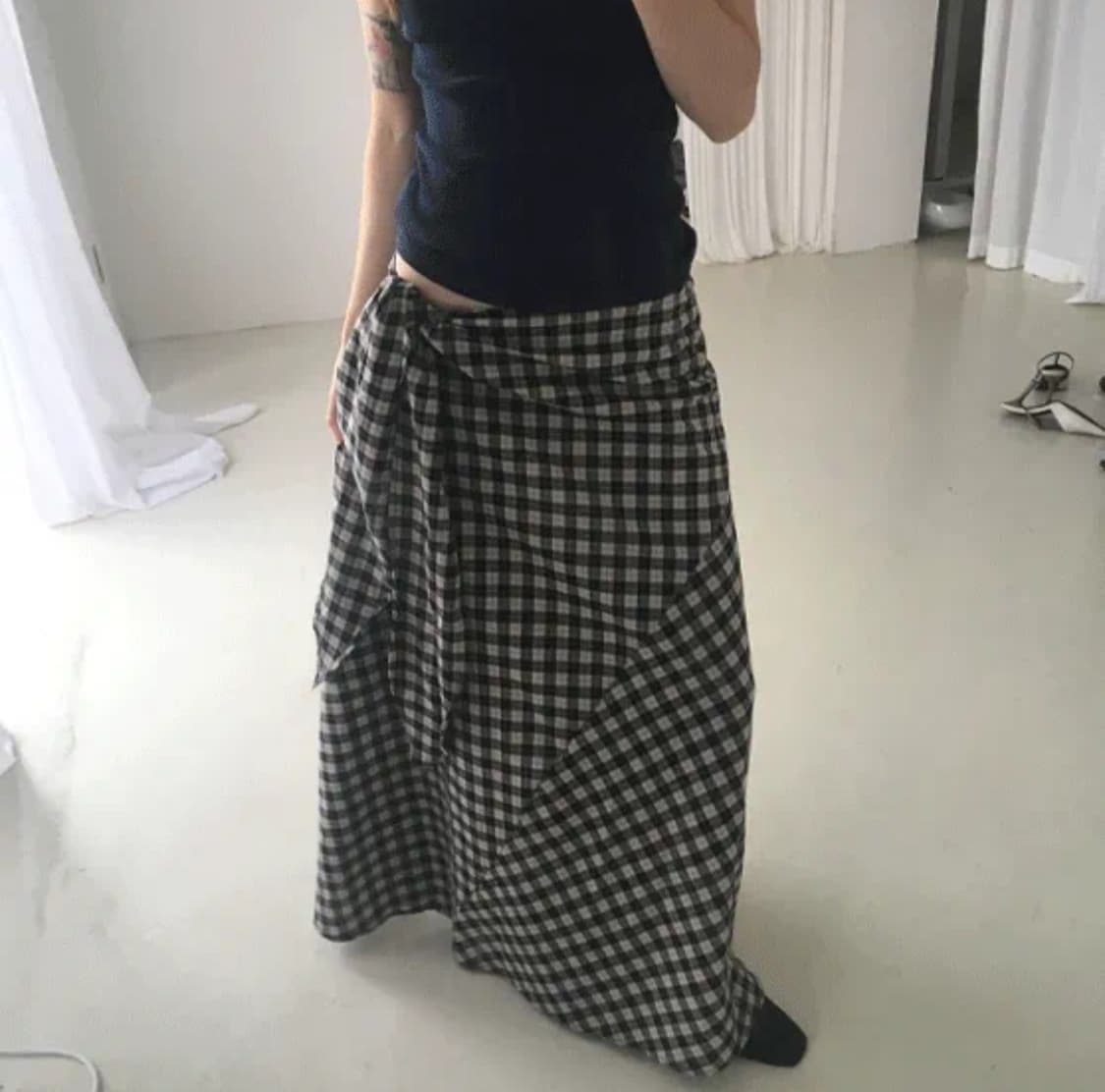 맥시 체크 스커트 상품이미지2