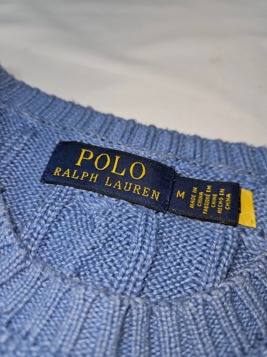 폴로 랄프로렌 신형 케이블니트 꽈배기 스카이블루 QR정품 남성 M 상품이미지3