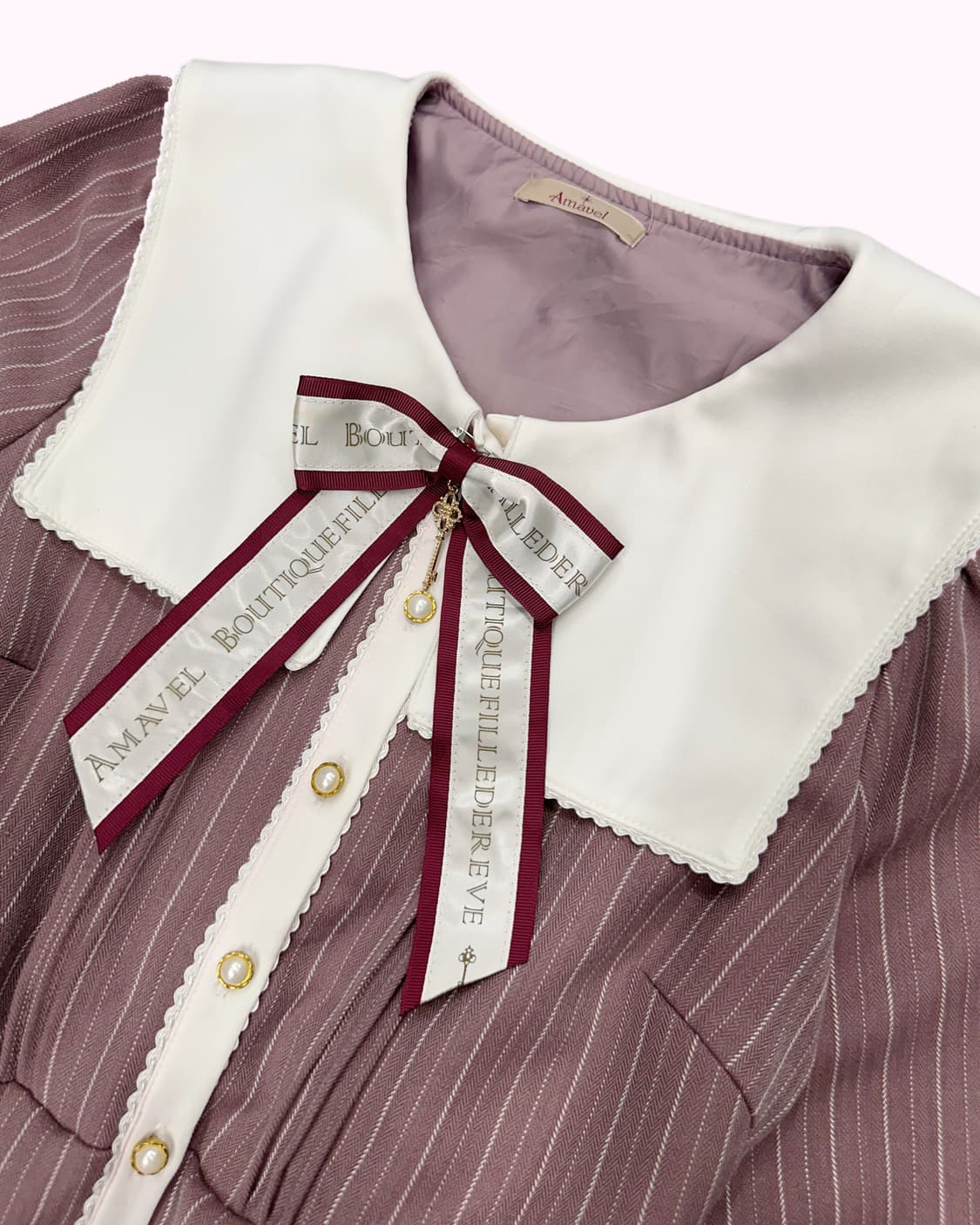 AMAVEL stripe pink ribbon dress 상품이미지2
