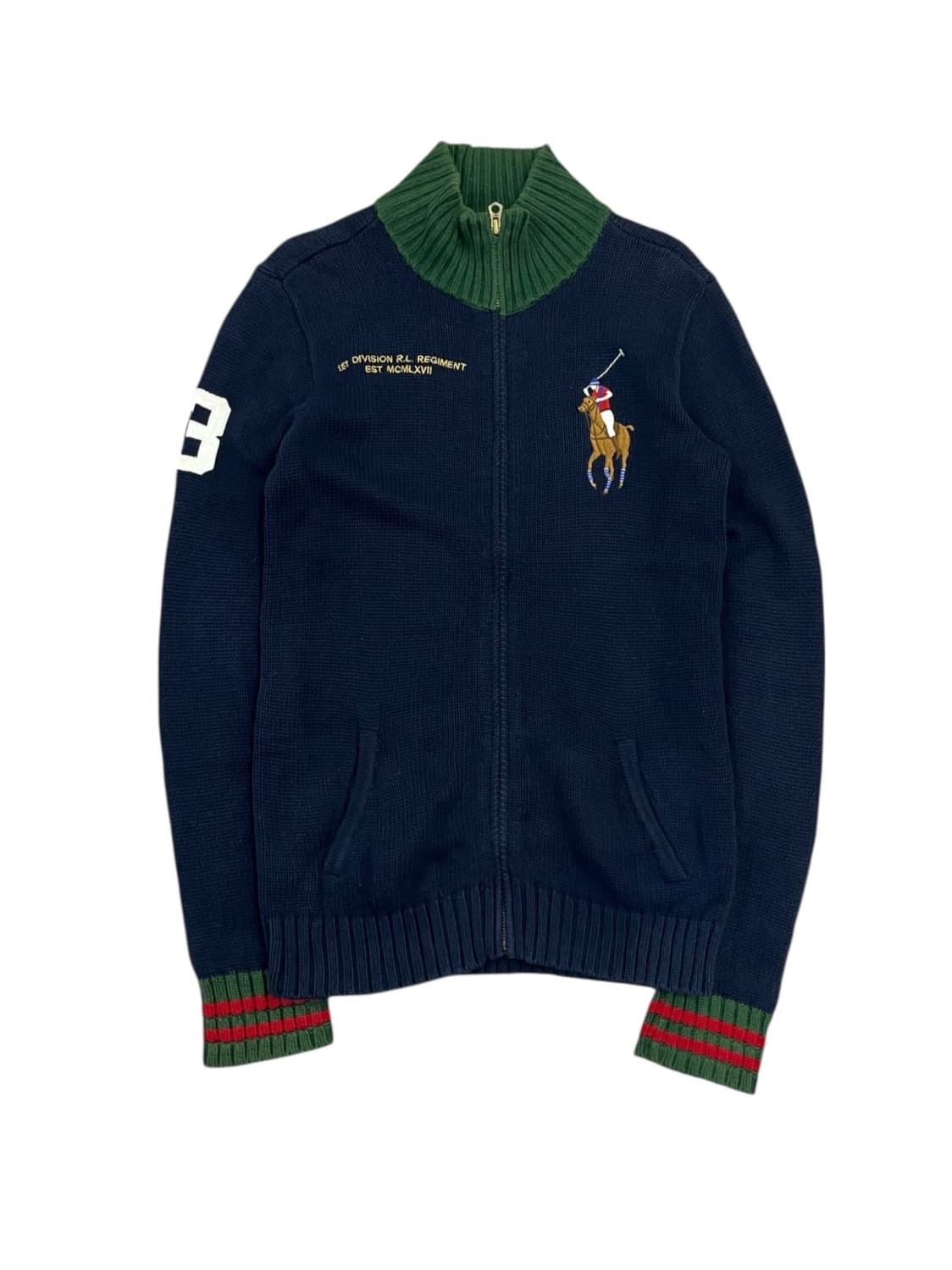 폴로 랄프로렌 빅포니 배색 니트 집업 네이비 키즈 L #csz2184 상품이미지3
