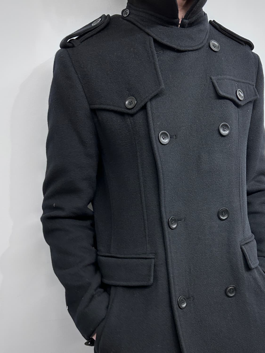 하이넥 판넬 더블 코트 상품이미지2