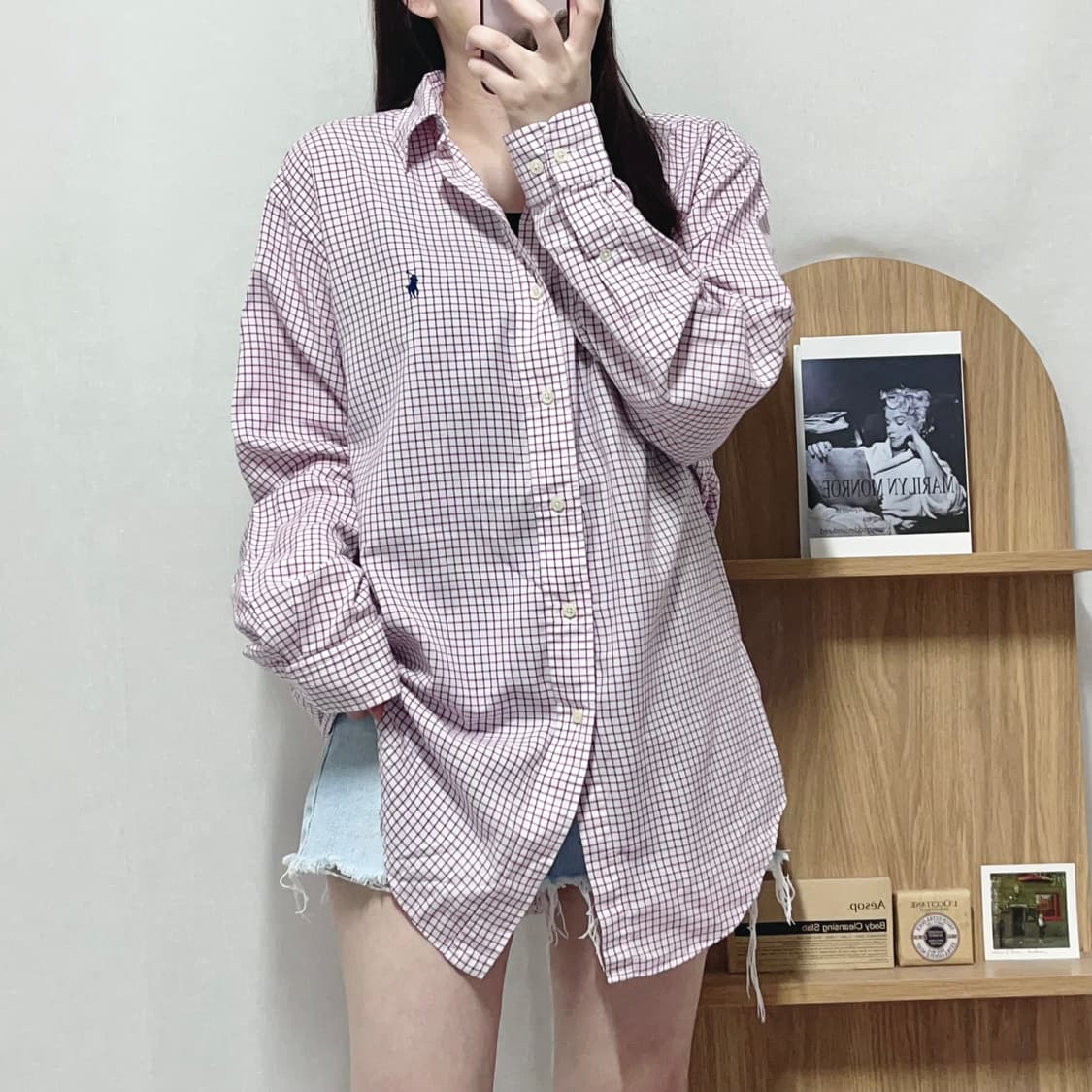[정품] 폴로 플럼 / 네이비포니 격자 셔츠 [ 15 ] 상품이미지1