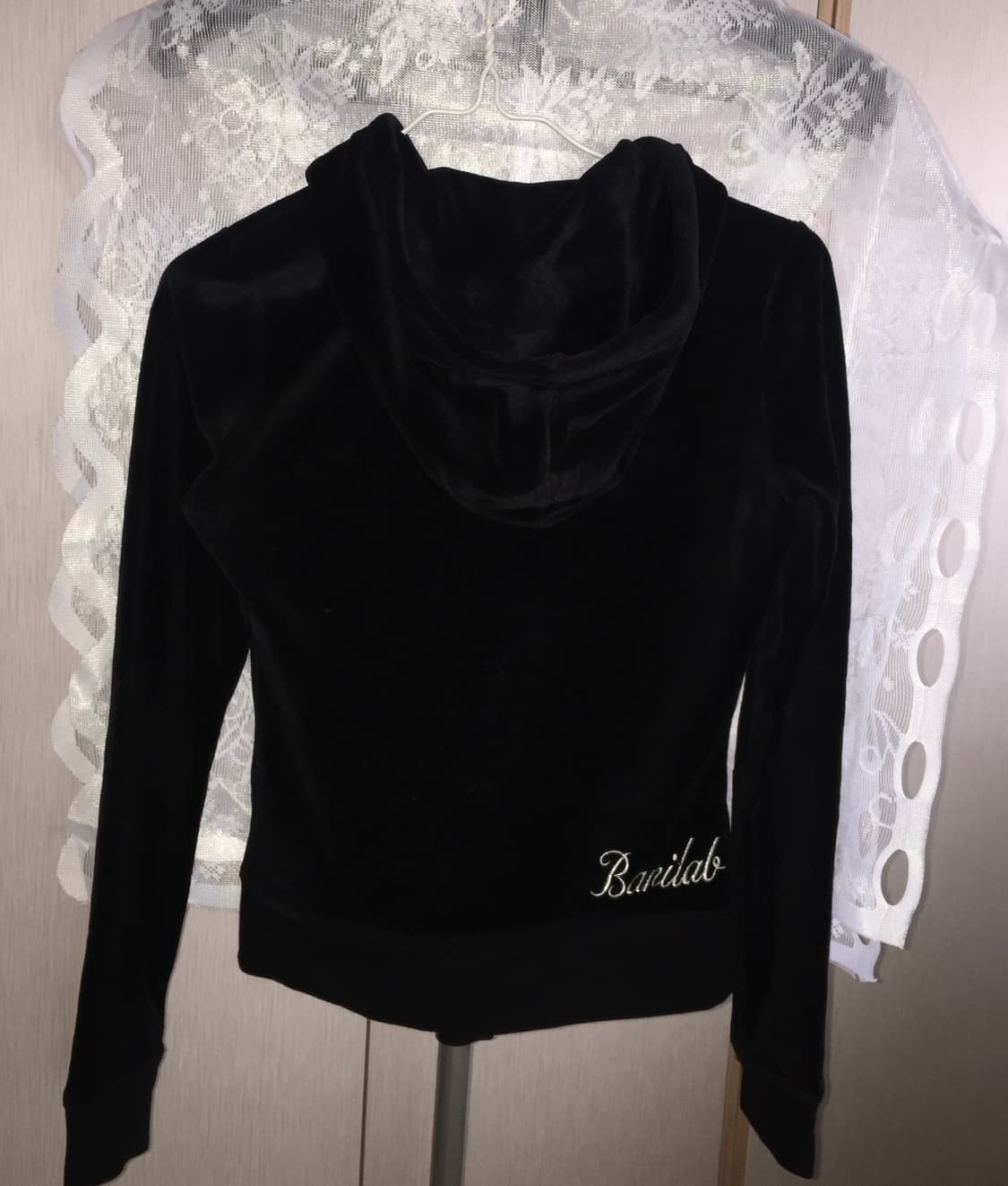 y2k 리본 큐빅 벨벳 후드집업 상품이미지6