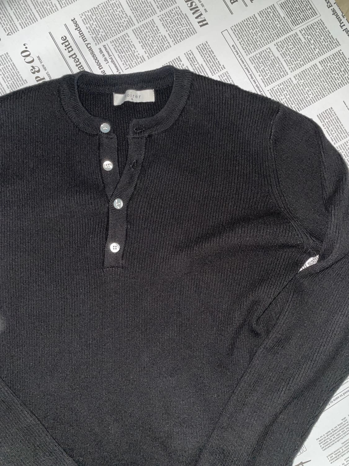 노이어 코튼 리브드 헨리넥 니트(블랙) 48 상품이미지3