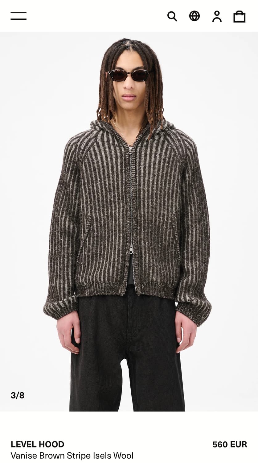 (48) 아워레가시 25fw 레벨 후드 바니제 브라운 니트 집업 상품이미지2