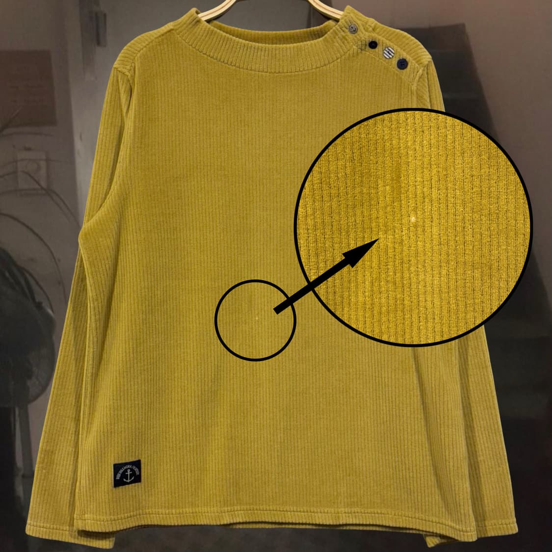 빈티지 버튼 포인트 올리브 코듀로이 벨벳 니트 티셔츠 상품이미지8