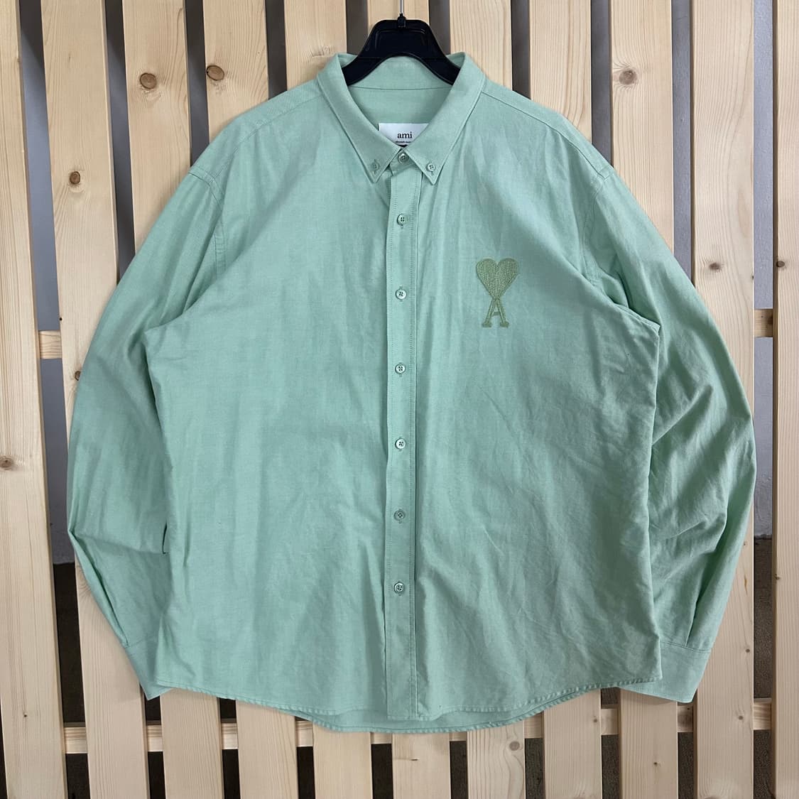 (L) AMI 아미 아쿠아민트 빅하트 옥스포드 셔츠 상품이미지1