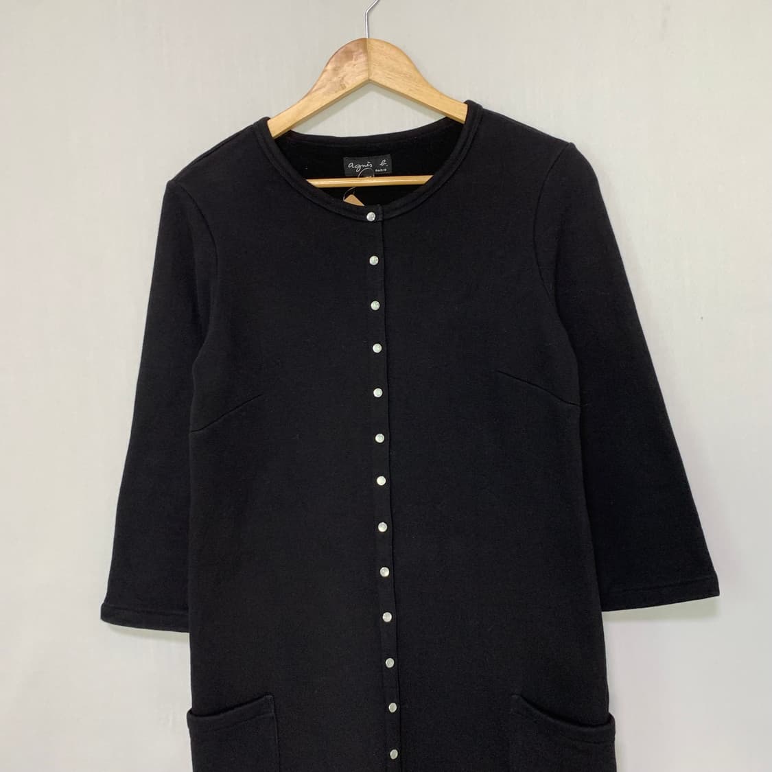 아네스베 7부 소매 블랙 버튼 미디 원피스 S 무채색 일본 빈티지 상품이미지2