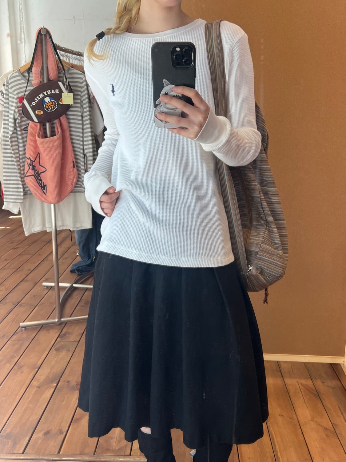 폴로 화이트 와플 롱슬리브 상품이미지1