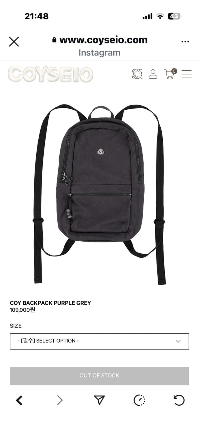 코이세이오 코이 백팩 퍼플 그레이 상품이미지1