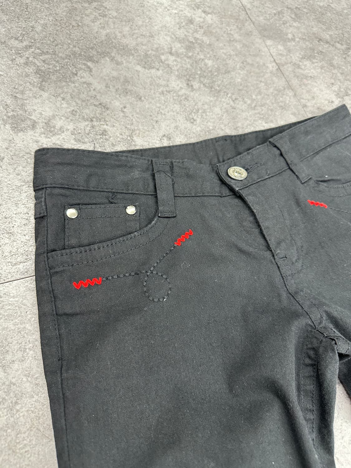 Vintage red point black flare cut pants 상품이미지4