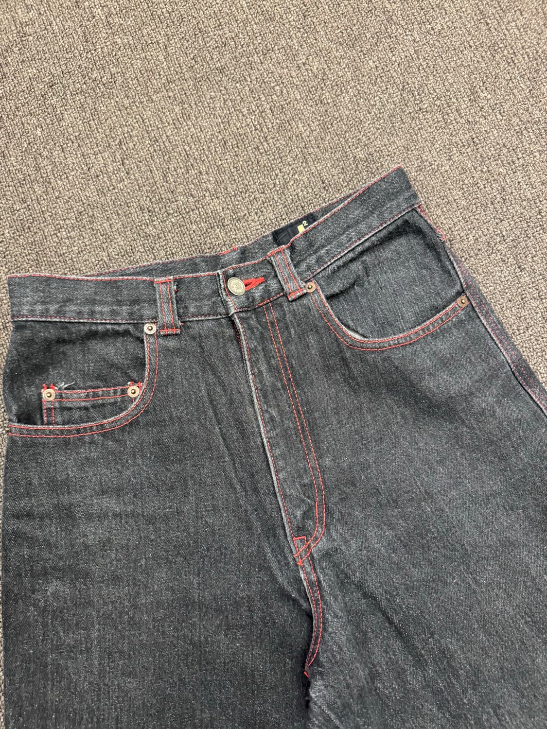 OS)Japanese vintage 레드 스티치 포인트 흑청 데님팬츠 상품이미지2