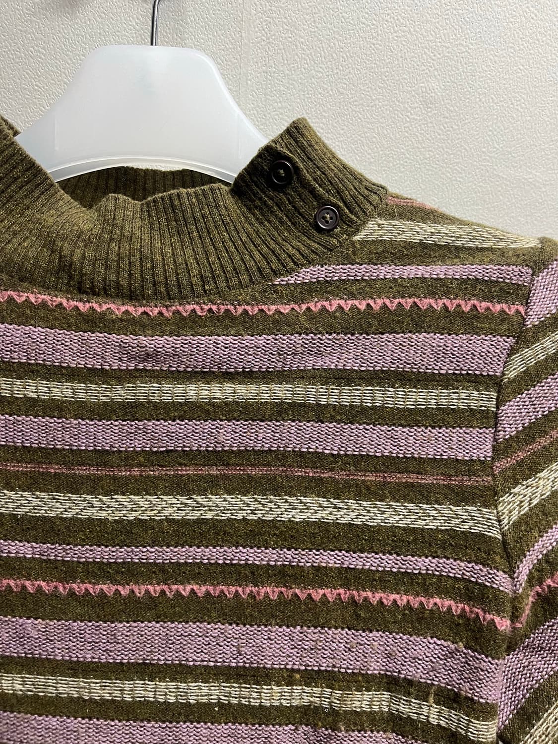 Japanese Vintage 하이넥 스트라이프 니트 / 사이드 버튼 상품이미지1
